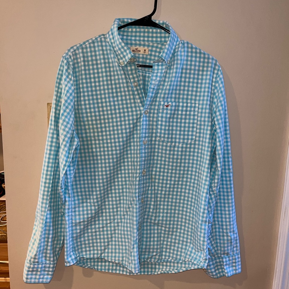Hollister Blue and White Gingham Casual Shirt